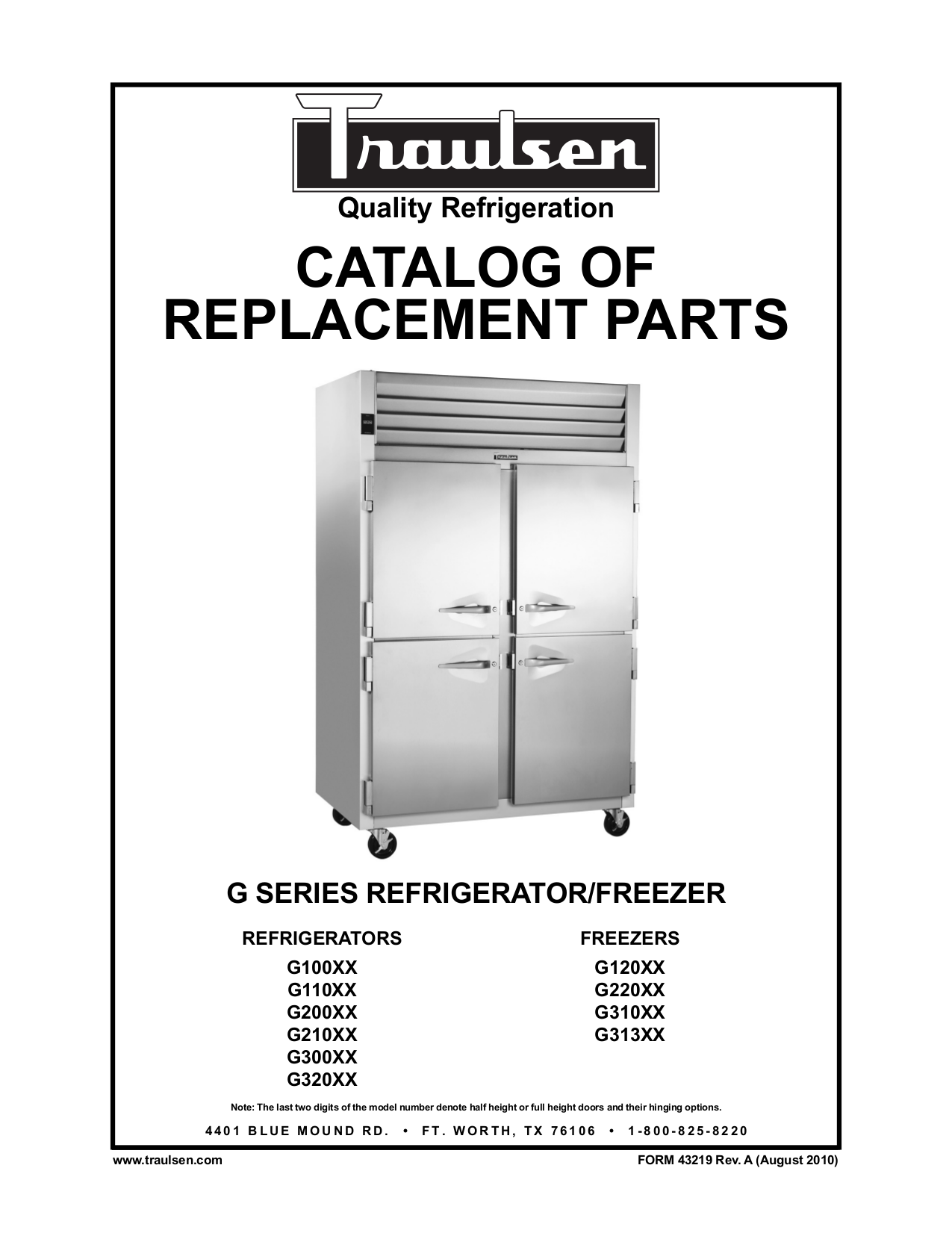 Traulsen Refrigerator Parts Manuals